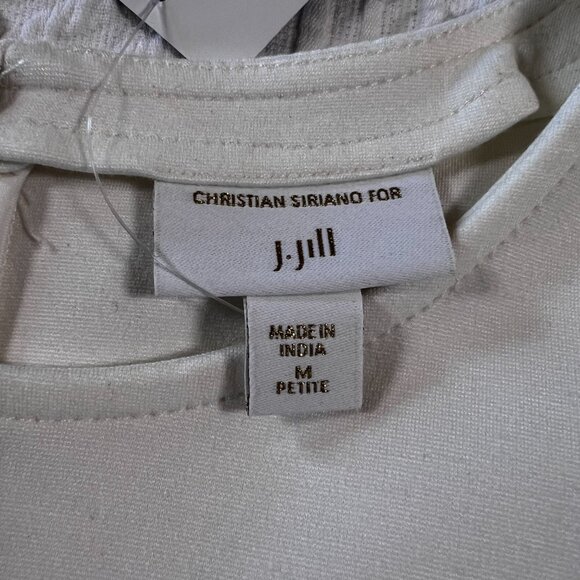 Christian Siriano for J. Jill Dress Women's Medium Petite White Black Embroidery - Picture 3 of 5